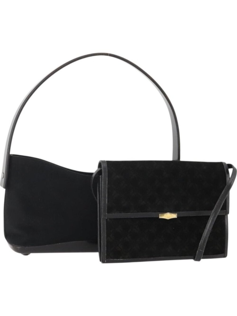 Salvatore Ferragamo Shoulder Bag Suede 2 Set Black